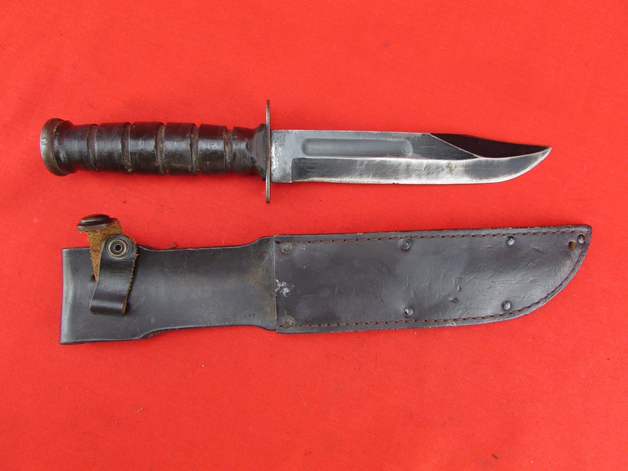 Mark 2 Ka Bar Fighting Knife Camillus Leather Sheath Vietnam Era Midwest Military Collectibles